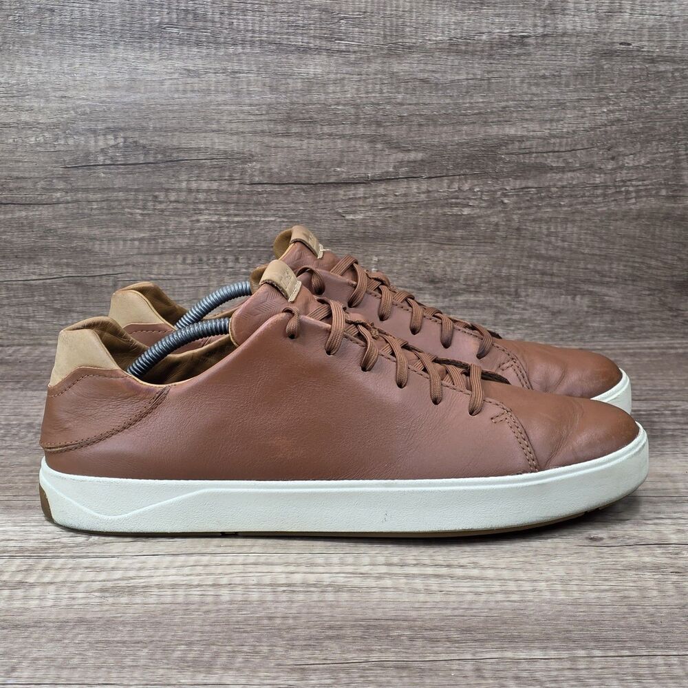 Olukai Lae' Ahi Li 'Ili Men's Size 12 Brown Leather Shoes 10455-KNKN